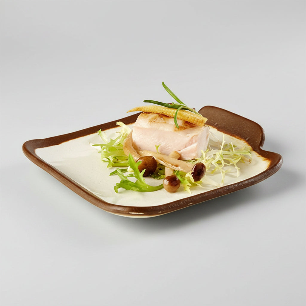 Crocker Beige Melamine Tray Brown Edge 14x13 x 2.5 cm (1 Unit)