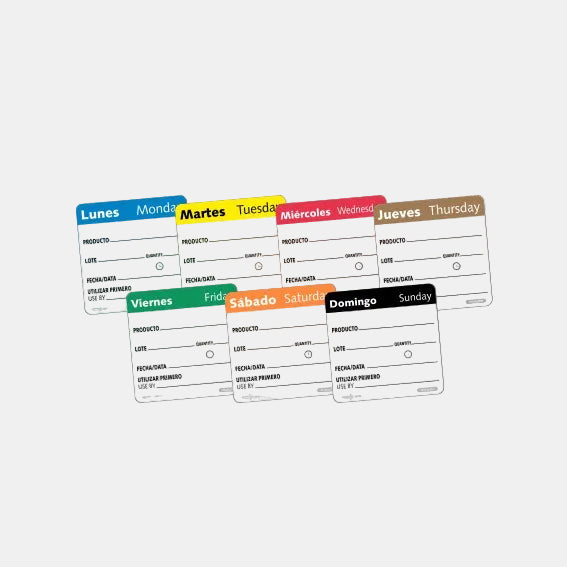 Etiqueta despegable de control de envasado en cocina por días. 5 x 5 cm - 500 Uds