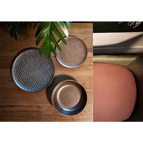 Prato de pão em latão, cobre e porcelana, ø15,5 cm (4 unidades)
