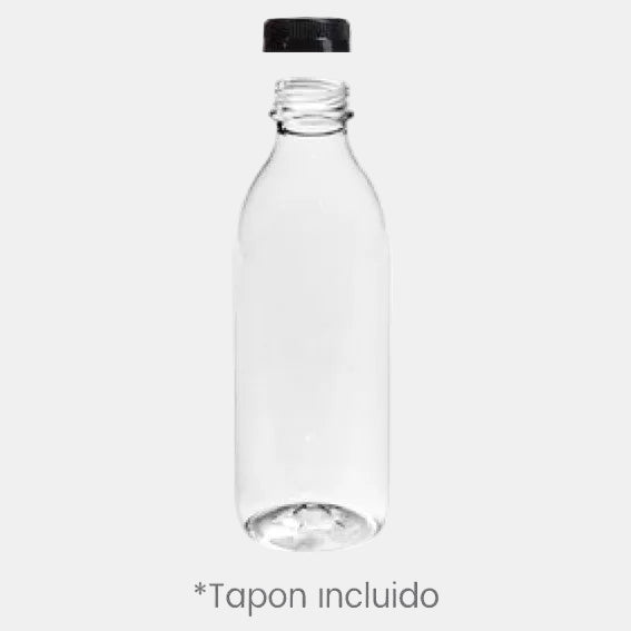 Round PET bottle with pre-screwed cap included. 1000 ml. 71 units.