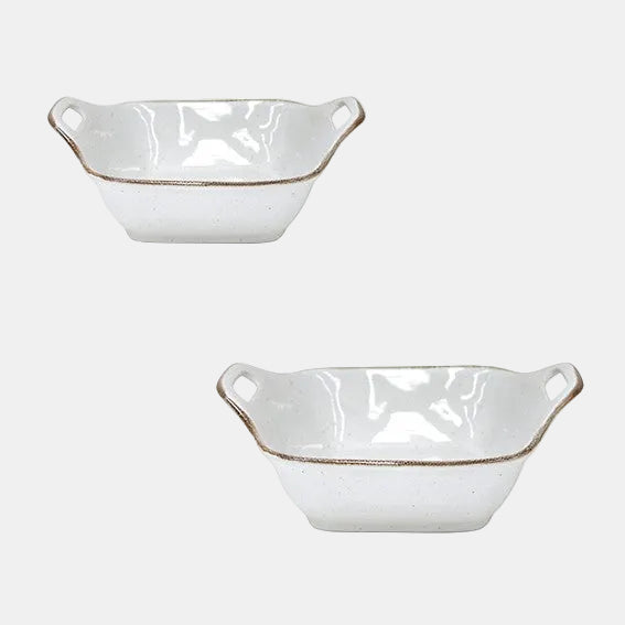 Fuente de gres cuadrada blanca para horno Sardegna. 26 x 9,5 cm - 1 Ud.