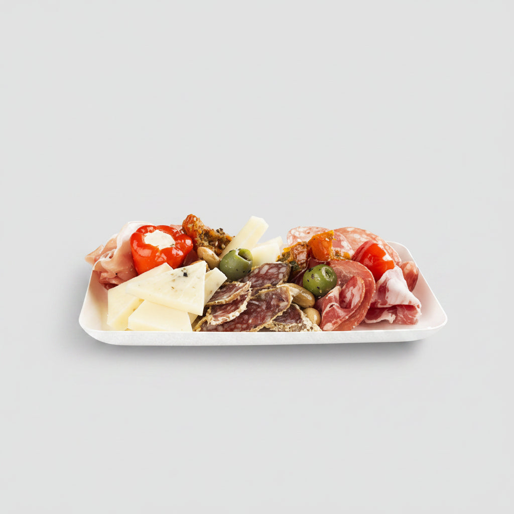 Bandeja rectangular de caña de azúcar biodegradable. Varias medidas - 480 Uds