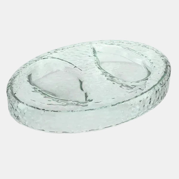 Bandeja de cristal para presentación de 2 ostras. 18 x 13 x 3 cm - 2 Ud.