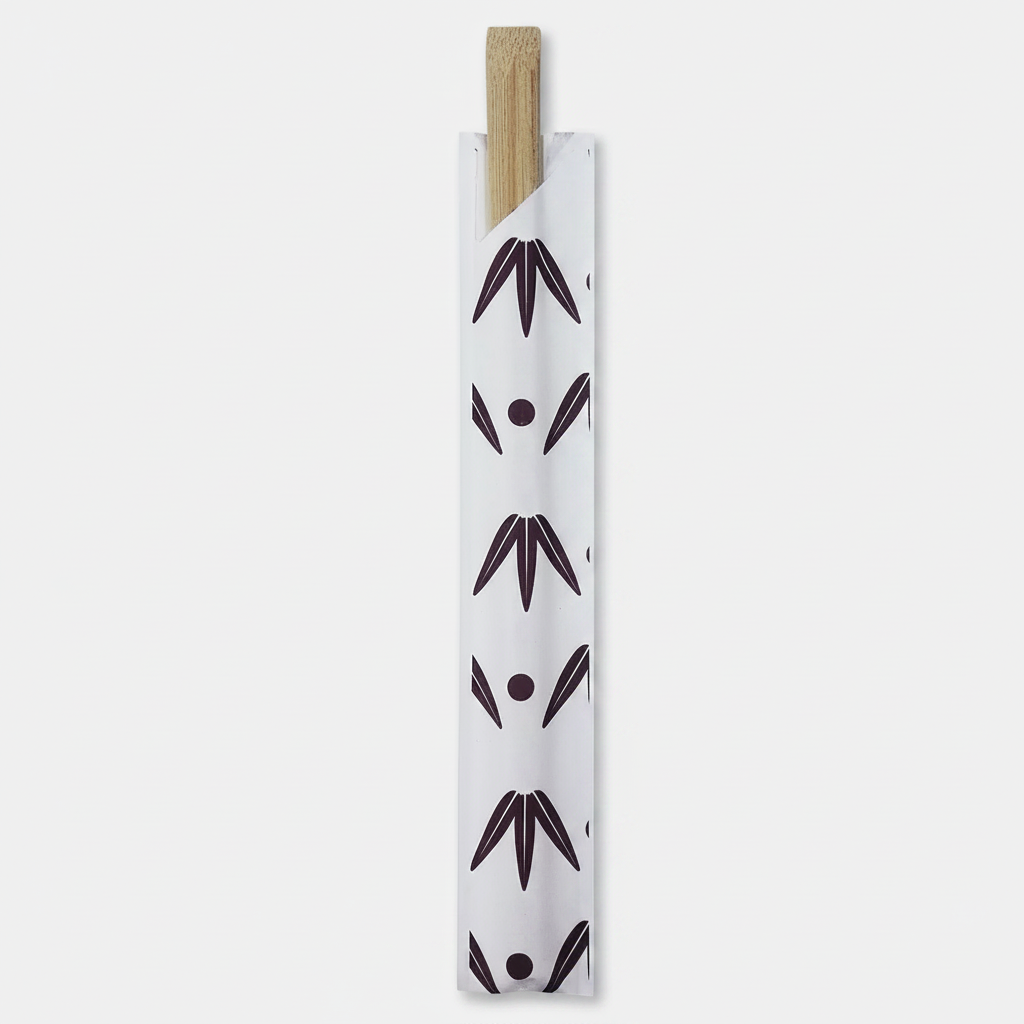 Bamboo chopsticks wrapped in paper sleeve 21 cm - 2000 pcs