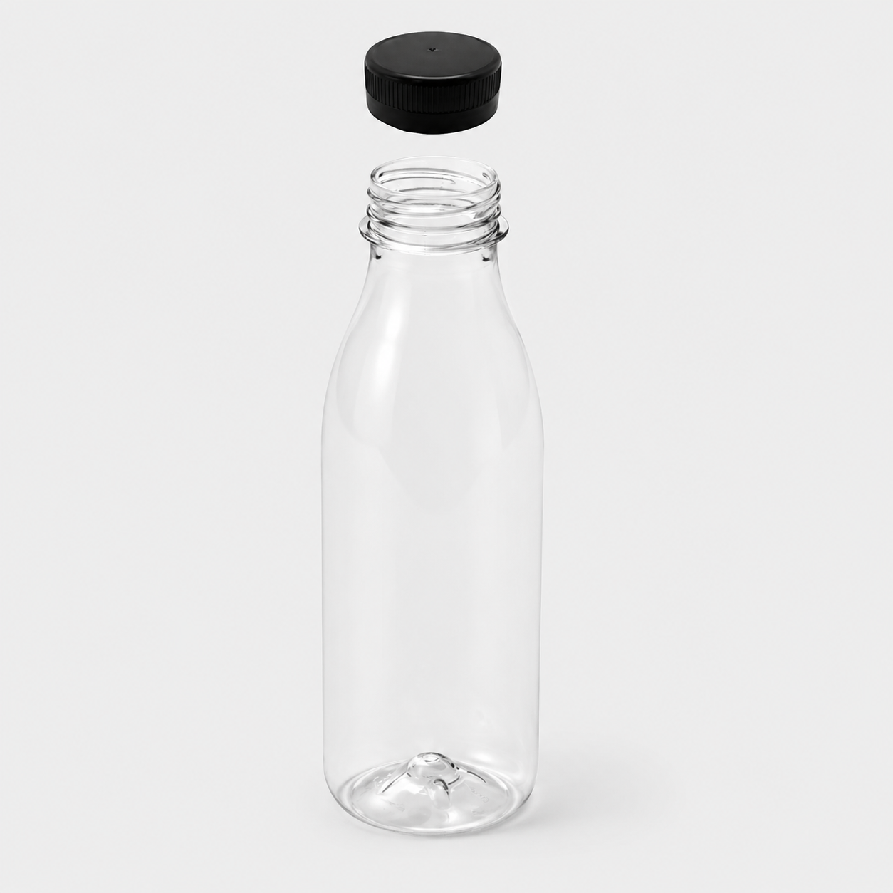 Round PET bottle with pre-screwed cap included 250ml - 288 Units.