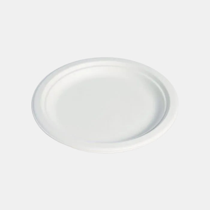Plato llano de caña de azúcar biodegradable. ø24,2 x 2,3 cm - 500 Uds.