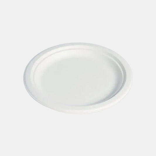 Plato llano de caña de azúcar biodegradable. ø24,2 x 2,3 cm - 500 Uds.