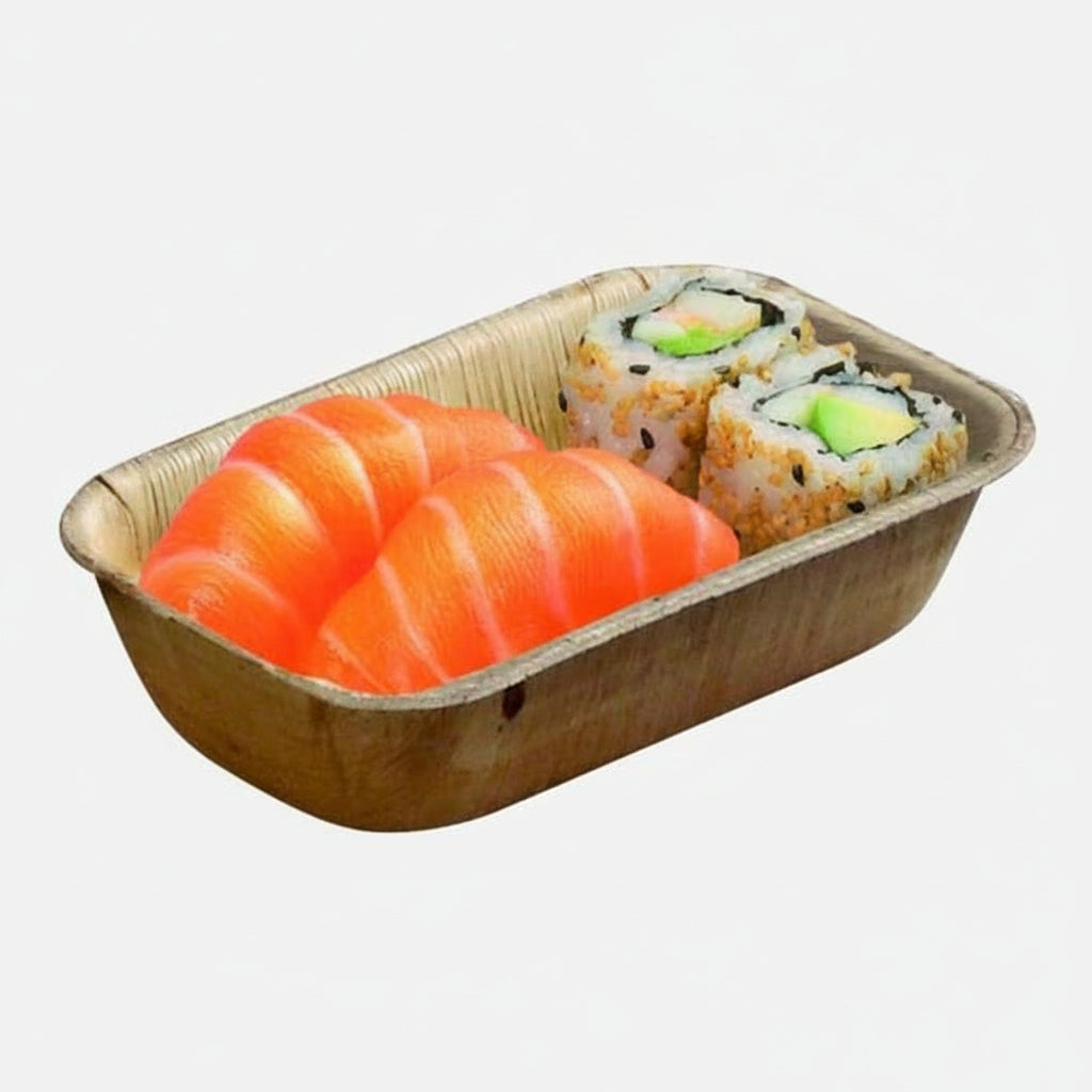 Mini bowl rectangular de hoja de palma. 12,8 x 6,4 x 3 cm - 200 Uds.