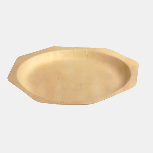 Plato de madera octogonal Escandinavia. 26 x 22 cm - 200 Uds.