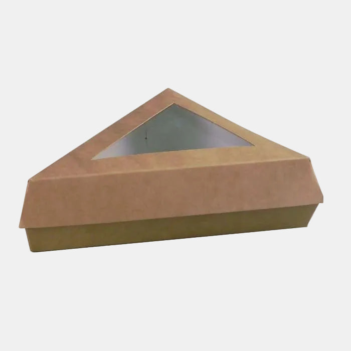 Caixa triangular de cartão kraft para doces com janela, 15,5 x 13 x 4,5 cm (200 unidades)