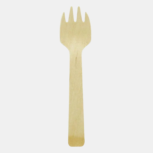 Mini biodegradable wooden fork-spoon 10.5 cm (3000 pcs)