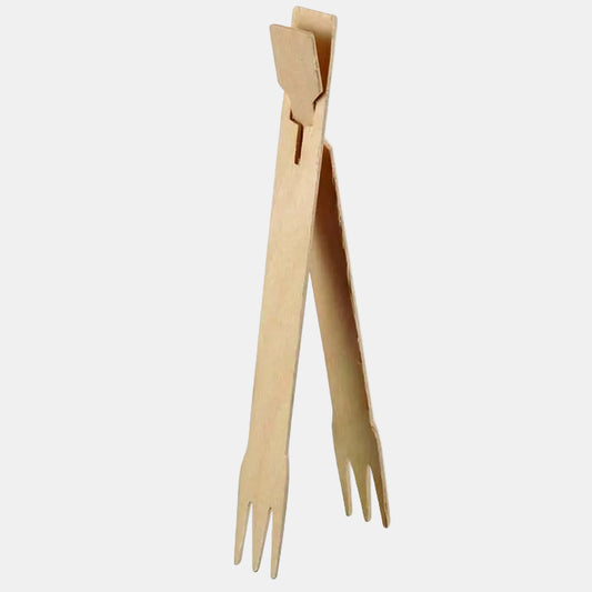 Wooden fork-type chopsticks wrapped, pack of 2 units, 18 cm (1000 units)