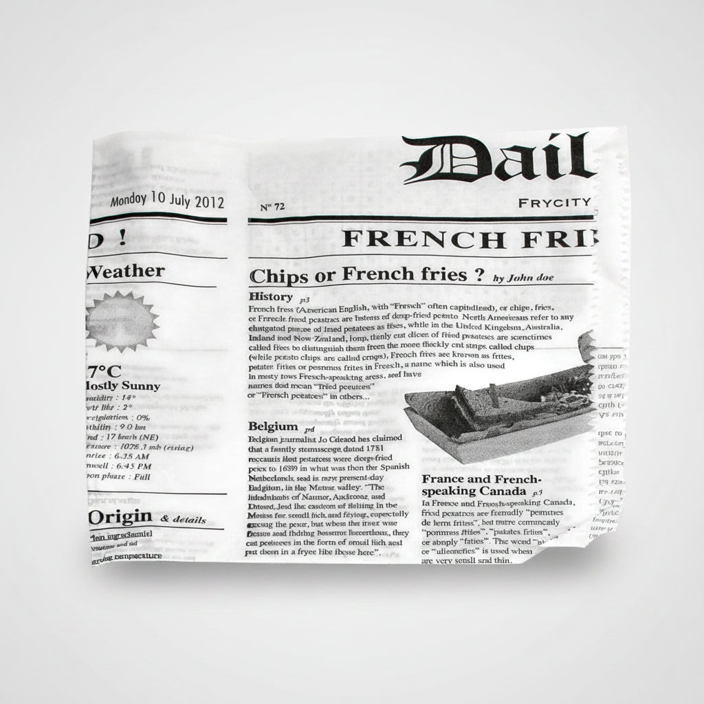 Open bag with newspaper print, 17x17 cm (8000 units)