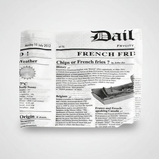 Saco aberto com estampa de jornal, 17x17 cm (8000 unidades)
