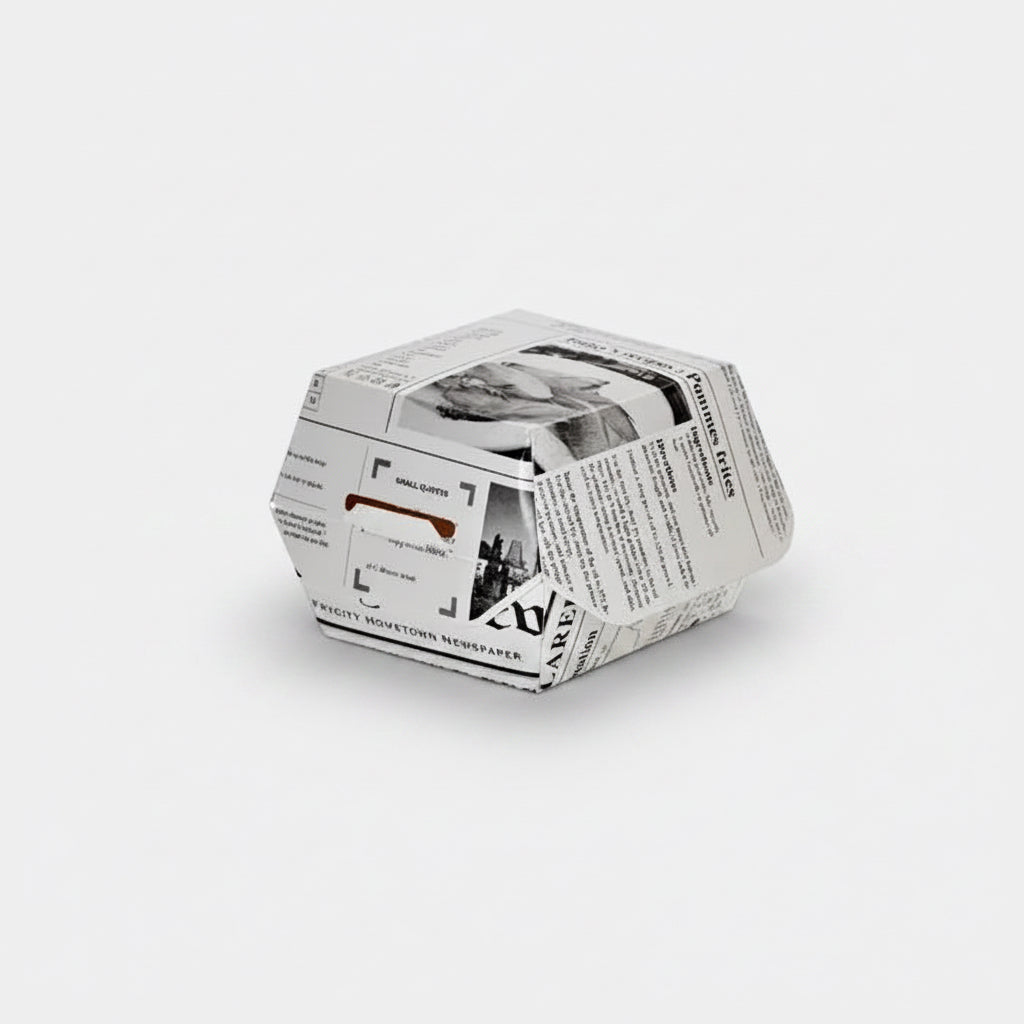 Hamburger boxes with newspaper print (500 units)