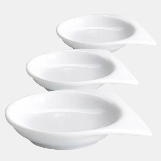 Molheira em porcelana branca com pega dupla, 7 x 7,5 x 1,5 cm (240 unidades) 0,94 €/unidade.