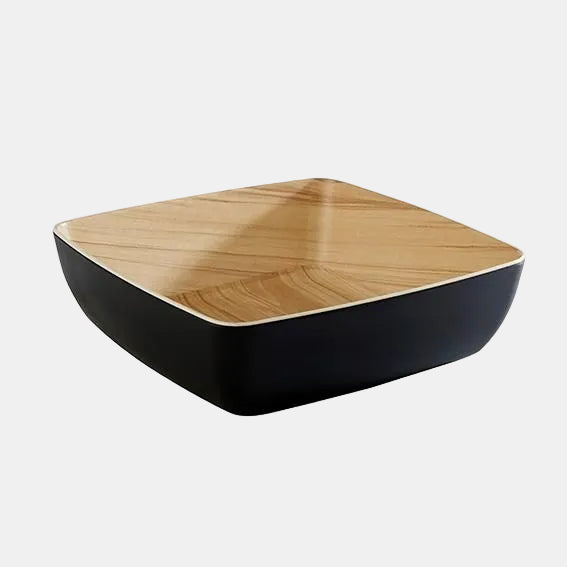Frida melamine bowl, wood/black, 25x25 cm