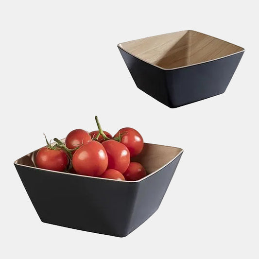 Frida melamine bowl, wood/black, 25 x 25 x 12 cm, 3.5L.