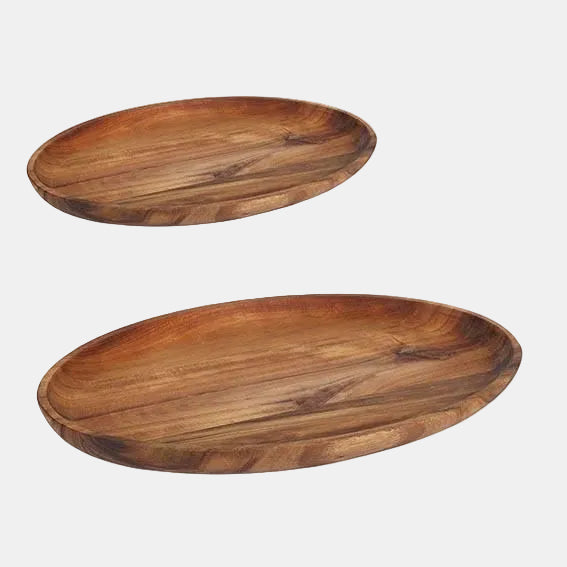 Tabuleiro oval em acácia 29,8x19,7x2,5cm (6 unidades)