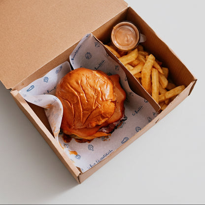 Caja kraft burger con separador. 22 x 15 x 7 cm - 100 Uds.