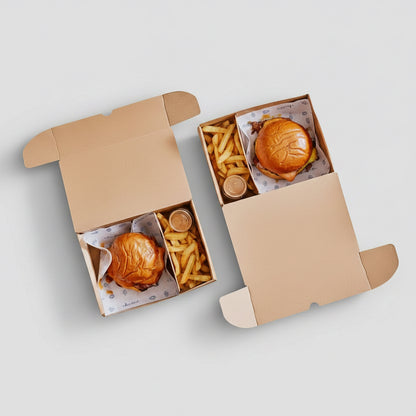 Caja kraft burger con separador. 22 x 15 x 7 cm - 100 Uds.