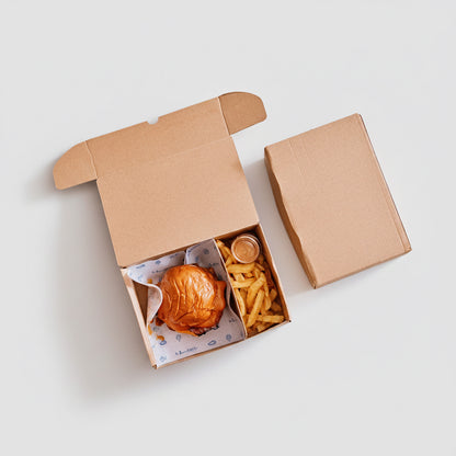 Caja kraft burger con separador. 22 x 15 x 7 cm - 100 Uds.