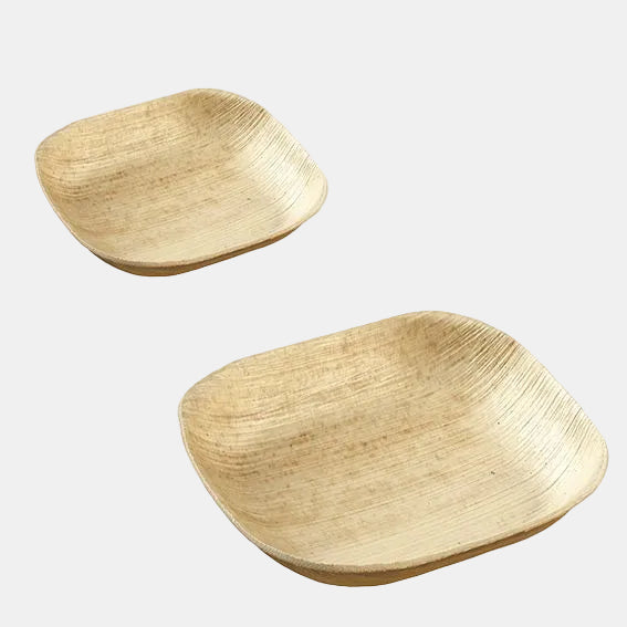 Prato fundo biodegradável feito de folhas de palmeira, 10x10 cm (25 unidades)
