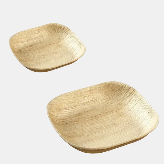Prato fundo biodegradável feito de folhas de palmeira, 10x10 cm (25 unidades)