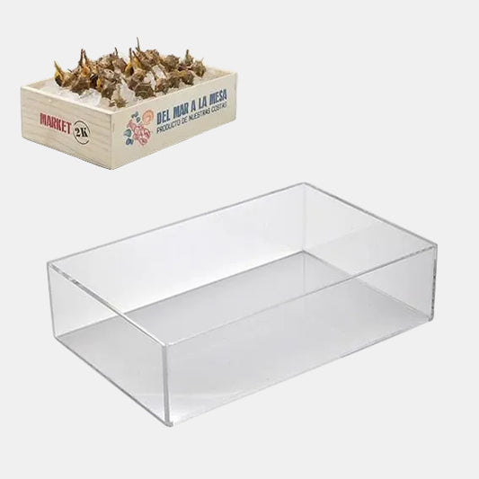 Caixa para marisco, metacrilato, 2 kg, 27,5 x 19 x 7 cm (1 unidade)