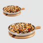 Llauna arroz acero inox redonda + bandeja de madera redonda con mango. Varias medidas - 6 Uds.