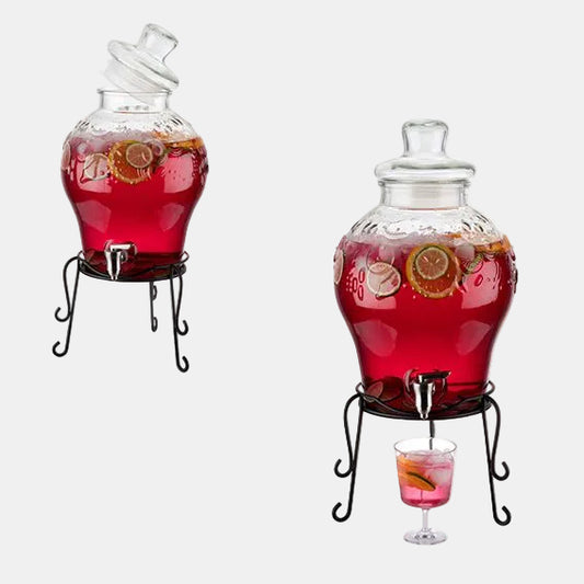 Dispensador de bebidas de cristal. ø25 x 58 cm. 10,5 L - 1 Ud.