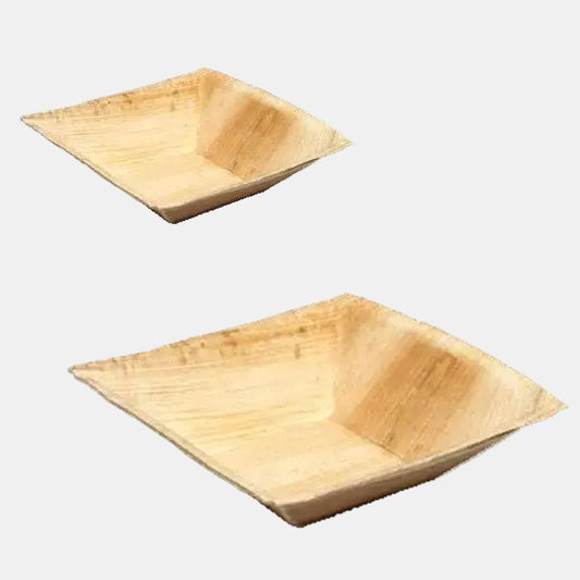 Rectangular Areca palm leaf bowl 16x16x4.5 cm (25 units) Price per unit €0.60