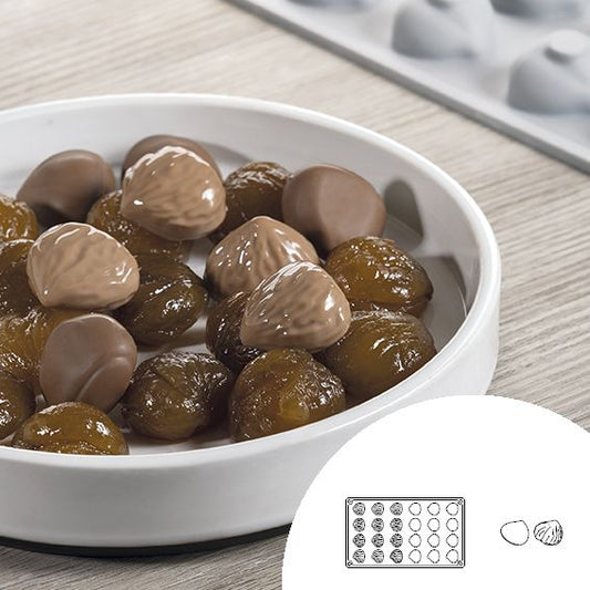 Chestnut-shaped silicone mold 30x17.5 cm 24 cavities (1 unit)