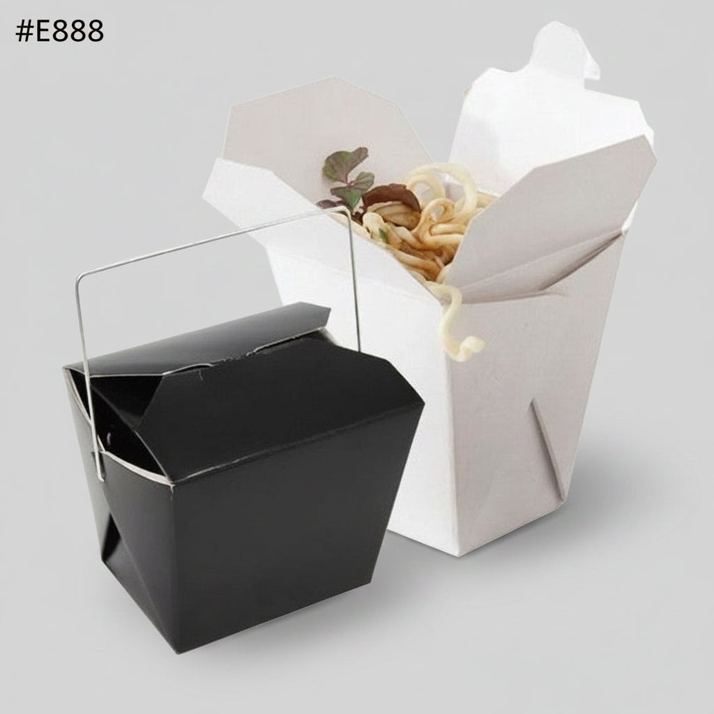 White cardboard box for noodles with metal handle 7.5 x 6 x 6.5 cm (100 units)