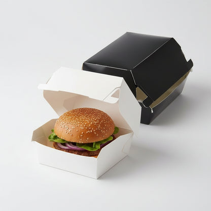 Mini caja de cartón blanca para hamburguesa. 8 x 9 x 5 cm - 100 Uds.