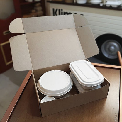 Mixed kraft cardboard box for micro-flute deliveries. Various sizes and quantities (100 units).