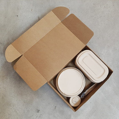 Mixed kraft cardboard box for micro-flute deliveries. Various sizes and quantities (100 units).
