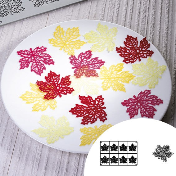 Molde de silicona en forma de hoja de arce. 30 x 20 cm 8 cavidades - 1 Ud