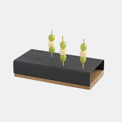 Tabuleiro em madeira de carvalho para acomodar espetos e cones, 12x24x1 cm (1 unidade)