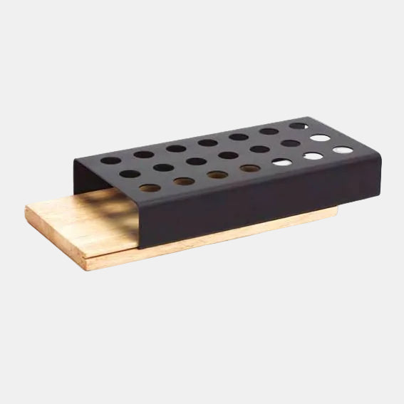 Tabuleiro em madeira de carvalho para acomodar espetos e cones, 12x24x1 cm (1 unidade)