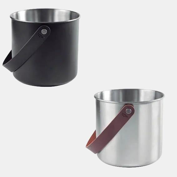 Cubitera acero inox asa de cuero Moon Black. Varias medidas - 1 Ud.
