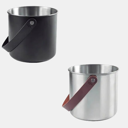 Cubitera acero inox asa de cuero Moon Black. Varias medidas - 1 Ud.