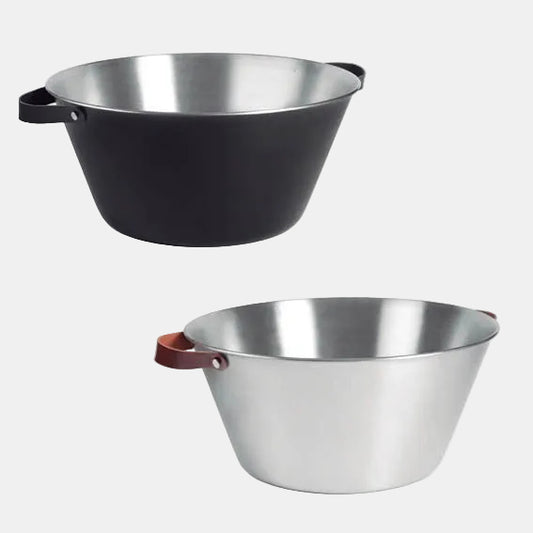 Stainless steel tub with leather handle, Moon Black, ø50x21cm, 30L. Various colors (1 unit)