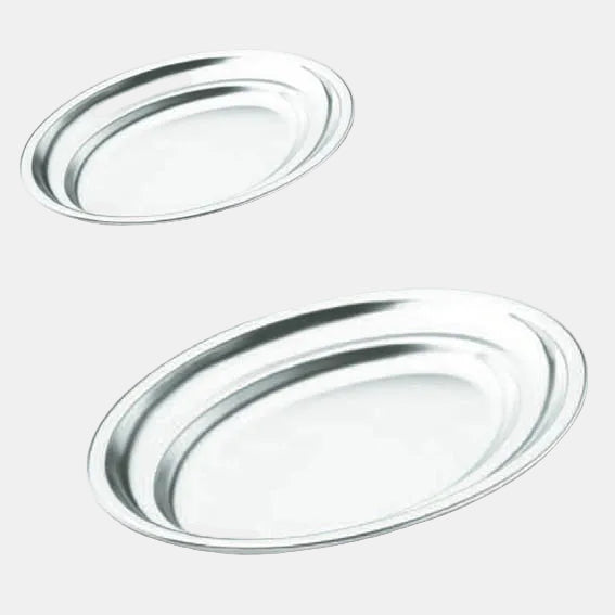 Oval stainless steel serving dish for the kitchen. Various sizes (1 unit)