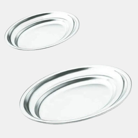 Oval stainless steel serving dish for the kitchen. Various sizes (1 unit)