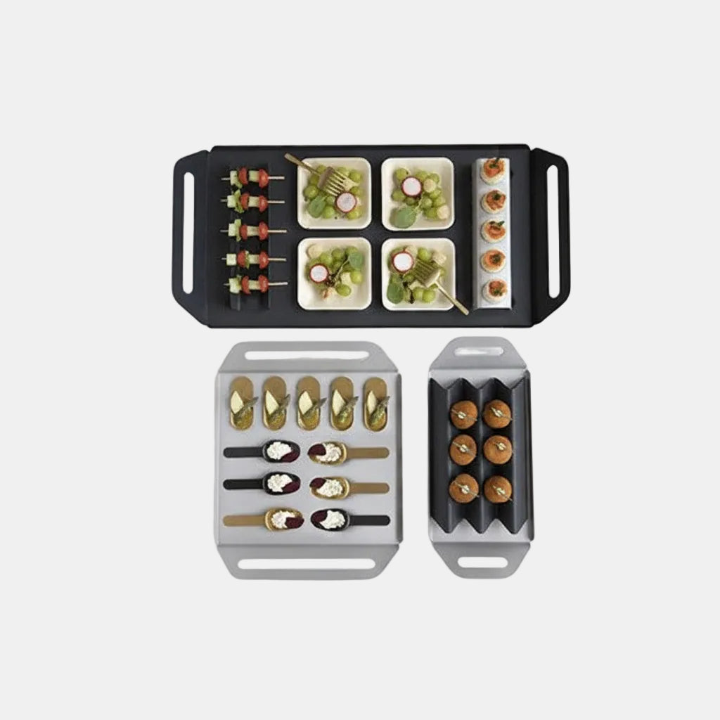 Bandeja de aluminio para catering negra. 15 x 52,5 cm - 4 Uds.