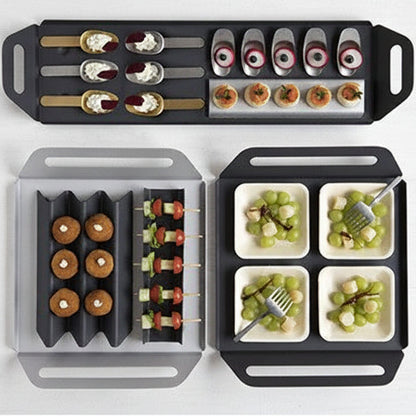 Bandeja de aluminio para catering negra. 15 x 52,5 cm - 4 Uds.