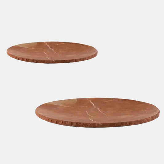 Al-Andalus red marble plate with rustic rim, ø25x2 cm (1 pc)