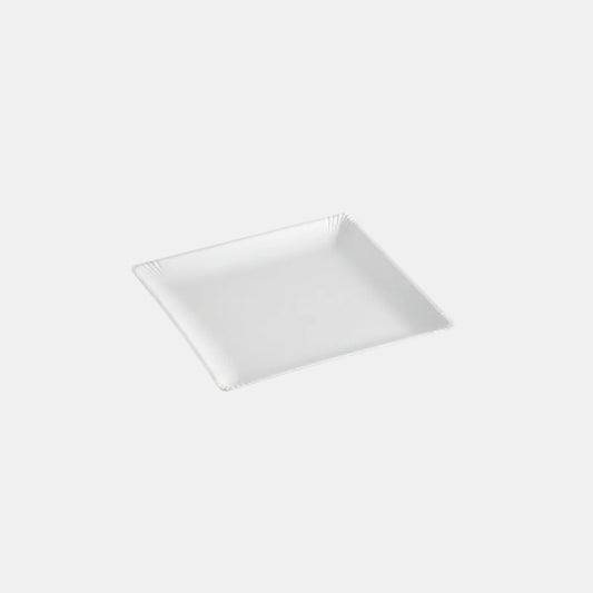 Plato de pulpa de caña de azúcar blanco. 11 x 11 cm - 100 Uds.