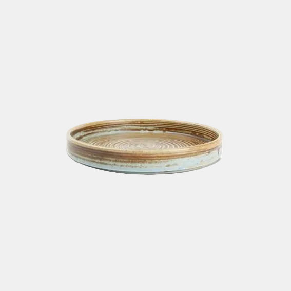 Plato postre relieve de porcelana Escura marrón. ø17,5 cm - 4 Uds.